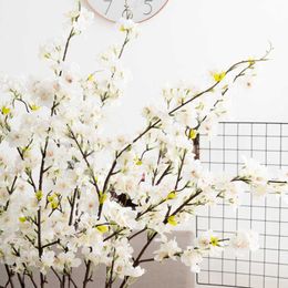 Dried Flowers 105cm Cherry Blossom Artificial Tree Branch Silk Pink White Fake Plant Bedroom Living Room Home Wedding DIY Decor Floral