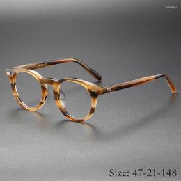 Sunglasses Frames 2023 Vintage Eyeglass Frame TVR505 Import Harden Solid Acetate Retro Small Round Women Men Tough Guy Style Original
