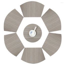 Table Mats Creative Kitchen Place 6 Fan-shaped Placemats With 1 Round El Heat Resistant PVC Coffee Cup Dining Pads