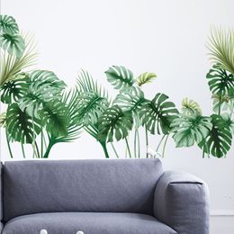 DIY Tropical Spring Green Plant Leaf Wall Stickers Home Decoration Removable PVC Mural Decorative Living Room Cladding Wallpaper