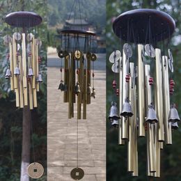 Garden Decorations 1Pcs Antique Wind Chime Copper Tube Silver Tube Outdoor Garden Home Decoration Door Hanging Jewelry Copper Coin Bell Wind Chime 230614