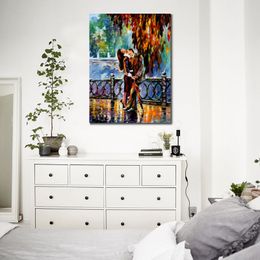 Contemporary Canvas Wall Art Kiss After The Rain Handcrafted Landscape Painting New House Decor