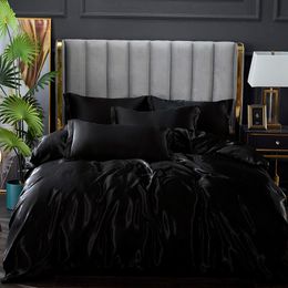 Bedding sets Black Bedding Sets King Double Size PLA Cool Fiber Summer Used Single Bed Sheet Luxury Bedding Kit Duvet Cover Set Queen Size 230614