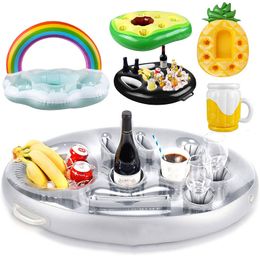 Air Inflation Toy Summer Inflatable Float Beer Drinking Cooler Table Water Play Float Beer Tray Party Bucket Cup Holder for Swimming Pool Party 230614