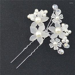 Hair Clips Elegant Wedding Jewelry Crystal Imitated Pearl White Flower Pins Charm Handmade Bridal Accessories Ornaments