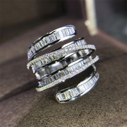 Vintage Across Lab Diamond Promise Ring 925 sterling Silver Engagement Wedding Band Rings For Women Bridal Party Jewelry Gift