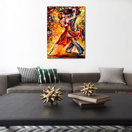 Modern Canvas Art Figure Dancer in The Rhythm of Tango Hand-painted Oil Paintings Living Room Decor Romantic
