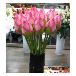 Decorative Flowers Wreaths Artificial Flower Vivid 78Cm Artificail Silk Lotus Bud El And Restaurant Pond Simation Plant Eea549 Dro Dhtcr