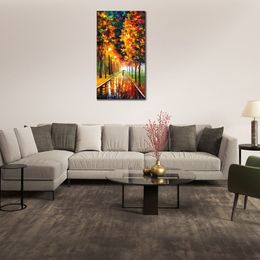 Contemporary Canvas Wall Art Light of Autumn Handcrafted Landscape Painting New House Decor