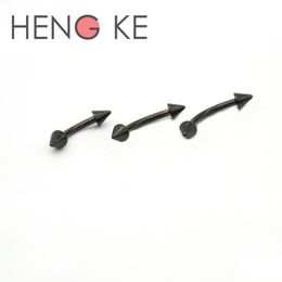 Labret Lip Piercing Jewellery Black Anodized Eyebrow Ring Tragus STEEL CURVE BAR PIERCING Jewellery 25mm Cone 230614