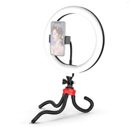 Flash Heads 10" LED Ring Light Set With Octopus Tripod BT Remote Control 3 Colour Dimming Pography For Selfie Live Stream