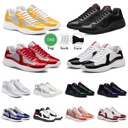 EUR 38-46 Original Dust Bag America Cup Sneakers Shoes Mens low top Patent Leather Mesh Trainers Rubber Sole Fabric Sports Lace-up Nylon Men Casual Outdoor Sports