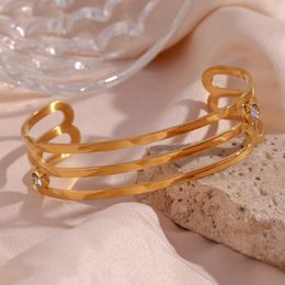 Bangle The Latest Style Ladies Bracelet Round Three Layers Hollow Design Stainless Steel 18K Gold Plated