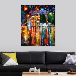 Fine Art Canvas Painting Lost Square Handcrafted Contemporary Artwork Landscape Wall Decoration