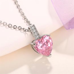 Pendant Necklaces Huitan Luxury Heart Cubic Zirconia Necklace For Women Temperament Elegant Bride Wedding Party Fancy Gift Trendy Jewelry