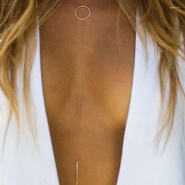 Pendant Necklaces Women Lariat Necklace Long Y Drop Chain Circle Bar Simple Boho Jewellery Bijoux Femme Collier