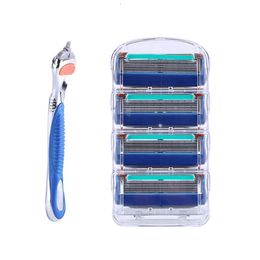 Razors Blades 1 handle 4pcs Razor For Men 5 layer care shaver cassettes shaving blades 230614