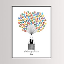 Other Event Party Supplies Party Favor 40*60cm Multi Size Wedding Fingerprint Tree Painting Signature Guest Book Couple's Kiss Canvas Painting With Ink Pad 230615