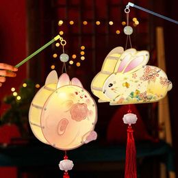 Other Event Party Supplies Midautumn Festival Cartoon Animals Lantern Acrylic Chinese Style Child DIY Hand Crafts for Birthday Party Decoration 230615