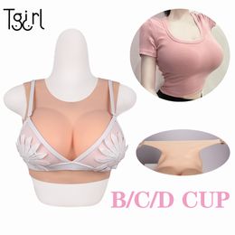 Breast Form Tgirl Protheses Fake Boobs Sissy Big Tit Cosplay Silicone with Round Neck Transgender Dragqueen Crossdresser 230614