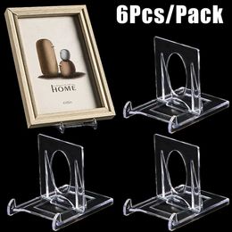 New 6Pcs Clear Acrylic Display Stand Holders Picture Album Decorative Holder Support Multi-Function Organiser Rack Shelf Home Decors