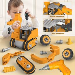Tools Workshop Kids Engineering Vehicle Electric Drill Tool Toys Match Children Educational Assembled Sets Tools For Boys Nut Building Gift 230614