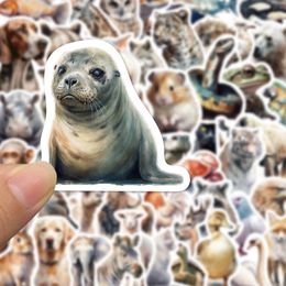 50PCS Watercolour Realistic Animals Bottle Stickers For Guitar Car Laptop Fridge Helmet Ipad Bicycle Phone Motorcycle PS4 Book Pvc Skateboard DIY Decals