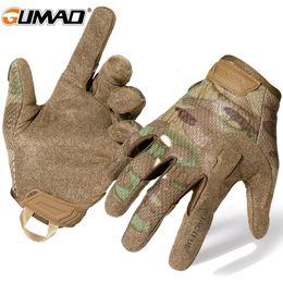 Sports Gloves Men Camouflage Tactical Full Finger Airsoft Army Military Riding Hunting Hiking Bicycle Cycling Paintball Mittens 230615