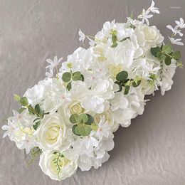 Decorative Flowers 50CM DIY Wedding Flower Wall Arrangement Silk Rose Artificial Floral Row Decor Marriage Arch Backdrop Romantic