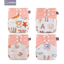 Cloth Diapers Elinfant Wholesale 4pcs/set Washable Baby Nappies Grey Mesh Cloth Diaper Adjustable Reusable Pocket Diapers 230614