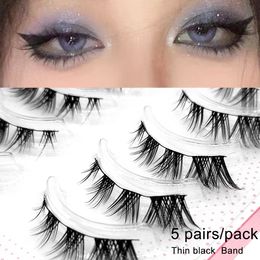 Makeup Tools Yelix 5 Pairs Cat Eye Lashes 514mm Thin Cotton Brand Natural Look False Eyelashes Gorgeous Wispy Faux Mink 230614