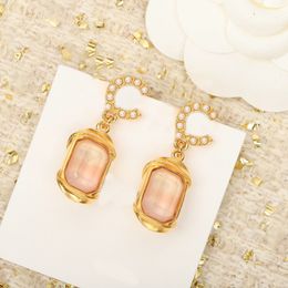 Luxury quality Charm drop earring with nature shell beads and pink crystal beads have box stamp PS7111B