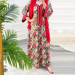 Ethnic Clothing AB260 2023 Muslim Autumn And Winter Hand-embroidered Retro Robe Twist Color Drill Fashion Light Luxury Women's Wear