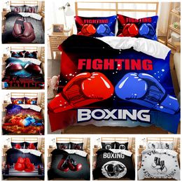 Bedding sets Boxing Gloves Duvet Cover QueenKing Size For Kids Teens Boys Men Adult Sports Boxing Game Competitive Duvet Cover Black Red 230614