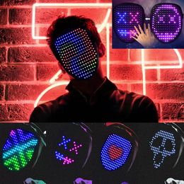Party Masks Luminous LED Mask Gesture Sensing Face Chang Glowing Mask Halloween Christmas Carnival Festival DJ Party Cosplay Supplies 230614