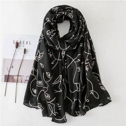 Scarves 2021 Head Scarf Women Winter Allmatch Black Cotton Linen Long Shawl Soft Chiffon Hijab Blanket Poncho6267853268G