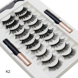 Makeup Tools 10 Pairs Magnetic Eyelashes Kit With Eyeliner Natural Thick Long Eye Lashes Extension Reusable False Tool TSLM1 230614