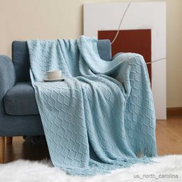 Blankets Throw Knit Blanket with Tassels Textured Cozy Lightweight Decorative Throw Blanket for Couch And Bed Sofa Travel R230615