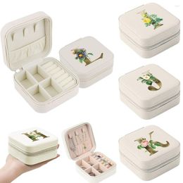 Cosmetic Bags Travel Jewelry Boxes Organizer Display Golden Flower Letter Box Leather Storage Joyeros Organizador De Joyas