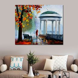 Fine Art Canvas Painting Foggy Park Handcrafted Contemporary Artwork Landscape Wall Decoration