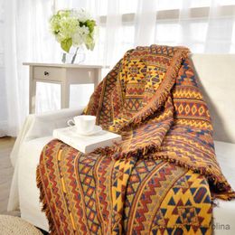 Blankets Inyahome Throw Blanket Colorful Chenille Woven Sofa Recliner Loveseat Furniture Cover Hippie Throws Blankets R230615
