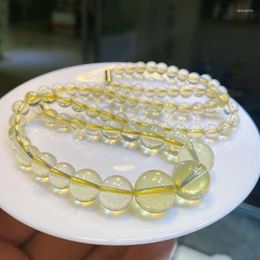Chains Natural Yellow Citrine Quartz Clear Round Beads Necklace 6-14mm Pendant Women Men Chain