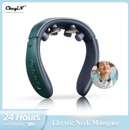 Head Massager CkeyiN Electric Neck Massager EMS Shoulder Cervical Pain Relief Compress Health Care Physiotherapy Relaxation Massage 230614