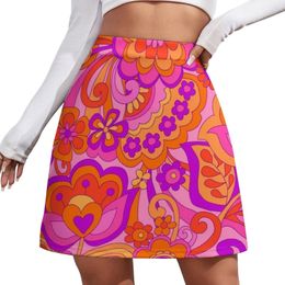 Skirts Flower Power. 60's inspired happy design Mini Skirt women's summer dress novelty in clothes skirt set Women's summer dress 230615