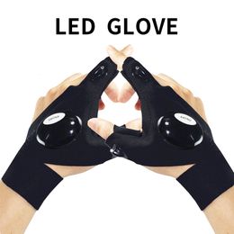 Sports Gloves Night Light Waterproof Fishing Led glove Flashlight Outdoor Gear Cycling Practical Durable Fingerless Hunting Rescue Tool 230615