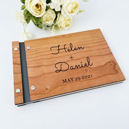 Other Event Party Supplies Personalized Guestbook Sign For Wedding Custom Rustic Memory Wooden Guest Signatures Book Album Baptism Mariage Decoration 230615