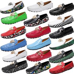 Luxury Brand Designer Men Shoes High-quality Snake Print Loafers Metal Buckle Colour Blocking Leather Shoes Banquet Ceremonial Shoes Business Office Shoes