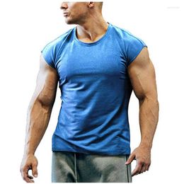 Men's T Shirts Summer Men T-shirt Muscle Tank Top Men's Solid Colour Casual Sports Sleeveless Man Braces T-shirts Male Workout Fitness