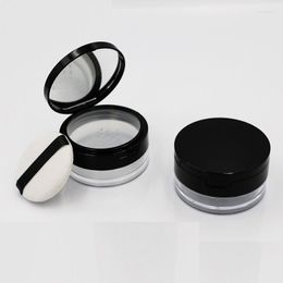 Storage Bottles Empty 20g Loose Powder Container With Sifter Black Clear Cosmetic Refillable Jar Puff 20 Pcs/lot