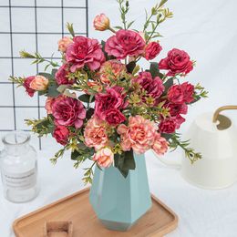 Dried Flowers artificial peonies silk flowers for home decoration high quality plastic fake bouquet wedding table Centrepiece decor